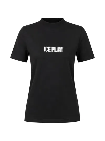 Iceberg Logo-print High-neck T-shirt In Blue
