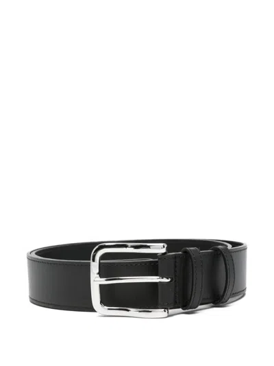 Iceberg Logo-print Leather Belt In Black