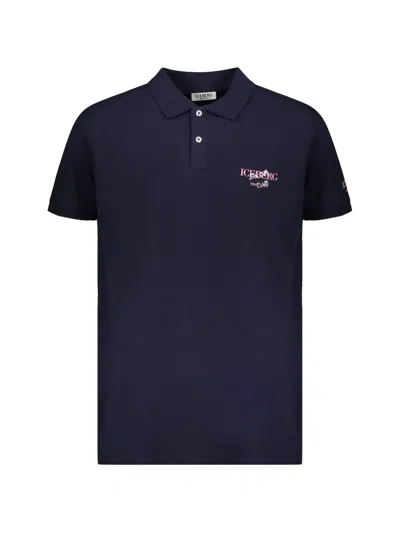 Iceberg Logo-print Polo Shirt In Blue
