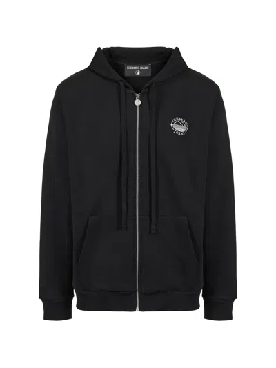 Iceberg Logo-print Zip-up Hoodie In Black