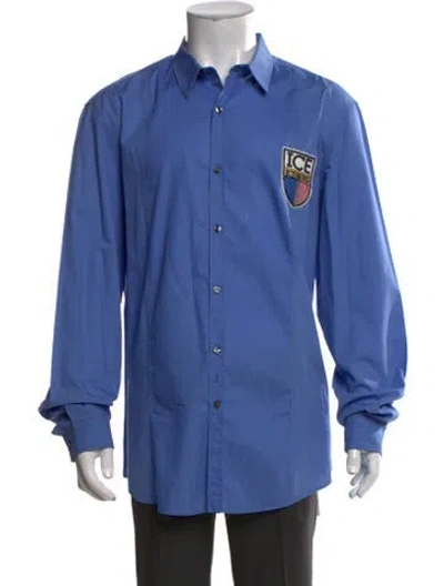 Pre-owned Iceberg Long Sleeve Dress Shirt In Blue