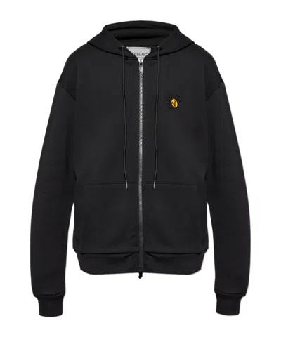 Iceberg Logo-embroidered Cotton Hoodie In Black