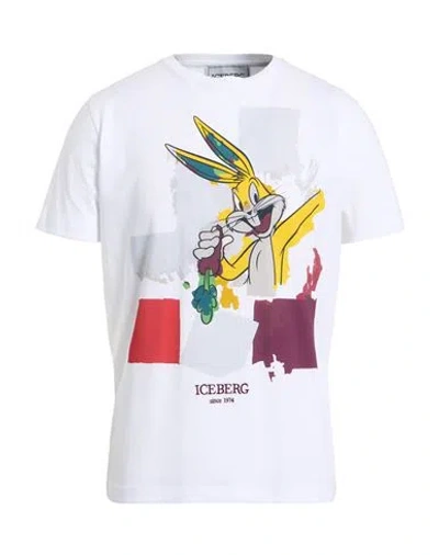 Iceberg Looney Tunes Man T-shirt White Size 3xl Cotton, Elastane