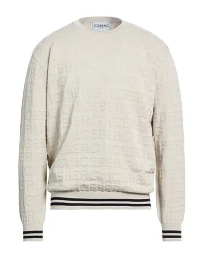 Iceberg Maglia Girocollo Man Sweater Beige Size Xl Cotton In Multi