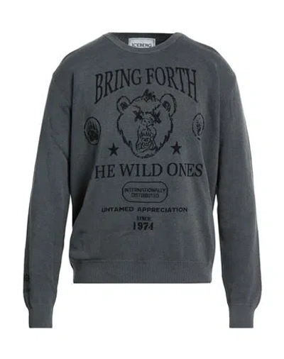 Iceberg Maglia Girocollo Man Sweater Grey Size Xl Cotton In Gray