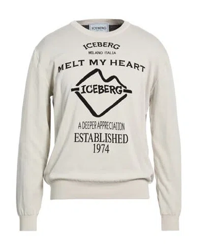 Iceberg Maglia Girocollo Man Sweater Light Grey Size Xl Cotton In Neutral