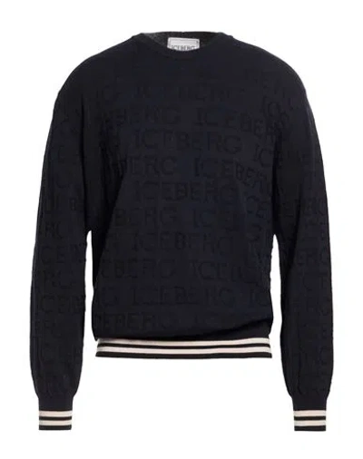 Iceberg Maglia Girocollo Man Sweater Midnight Blue Size Xl Cotton In Multi