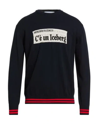 Iceberg Maglia Girocollo Man Sweater Midnight Blue Size Xl Cotton, Polyamide