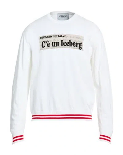Iceberg Maglia Girocollo Man Sweater White Size Xl Cotton, Polyamide