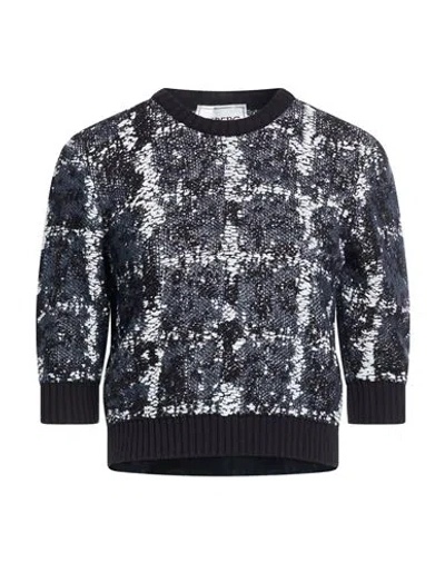 Iceberg Maglia Girocollo Woman Sweater Black Size L Cotton, Linen, Polyamide In Multi