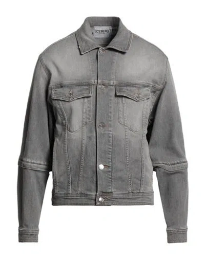 Iceberg Man Denim Outerwear Grey Size 42 Cotton, Elastane