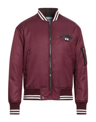 Iceberg Man Jacket Burgundy Size 40 Polyamide, Acrylic, Wool In Red