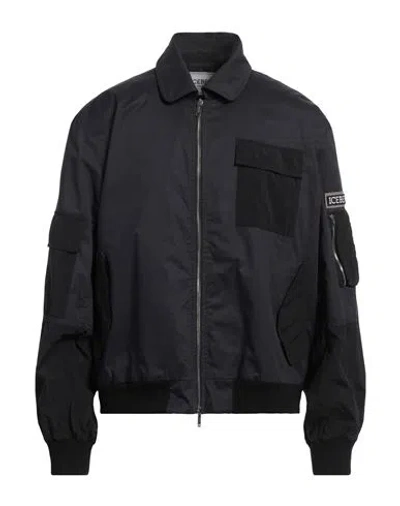 Iceberg Man Jacket Midnight Blue Size 42 Cotton, Elastane, Polyamide