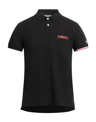 Iceberg Man Polo Shirt Black Size L Cotton, Elastane