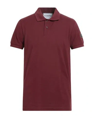 Iceberg Man Polo Shirt Burgundy Size L Cotton In Red