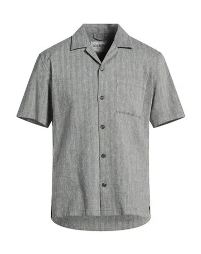 Iceberg Man Shirt Black Size Xxl Cotton, Linen, Elastane In Gray