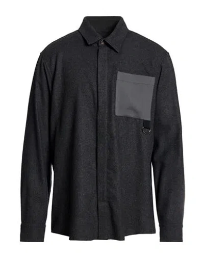 Iceberg Man Shirt Charcoal Size M Cotton, Wool, Polyester In Black
