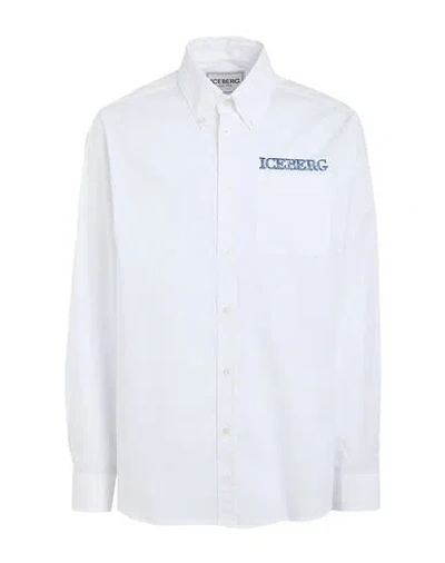 Iceberg Man Shirt White Size L Cotton, Elastane, Polyester
