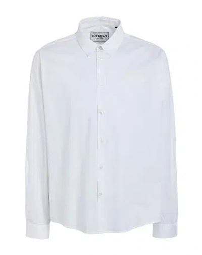 Iceberg Man Shirt White Size Xxl Cotton, Elastane