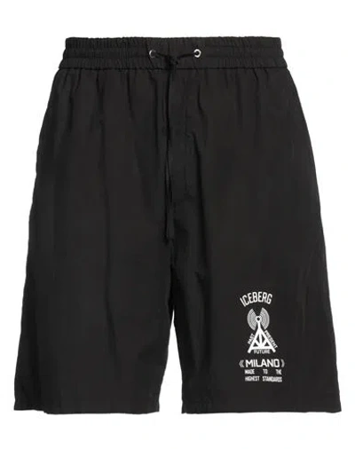 Iceberg Man Shorts & Bermuda Shorts Black Size 36 Cotton