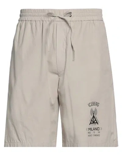 Iceberg Man Shorts & Bermuda Shorts Taupe Size 36 Cotton In Grey