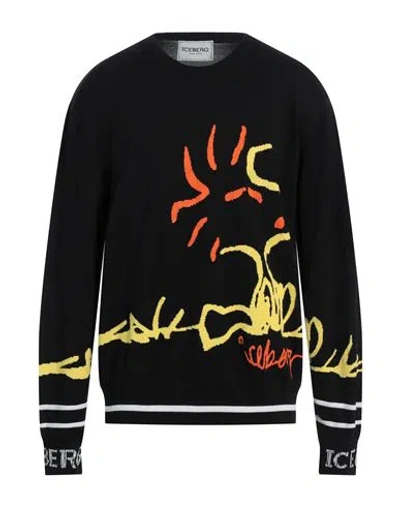 Iceberg Man Sweater Black Size 3xl Cotton