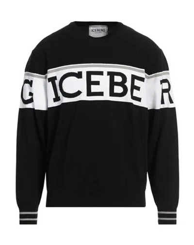 Iceberg Man Sweater Black Size 3xl Cotton In Black