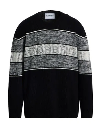 Iceberg Man Sweater Black Size L Wool, Polyamide