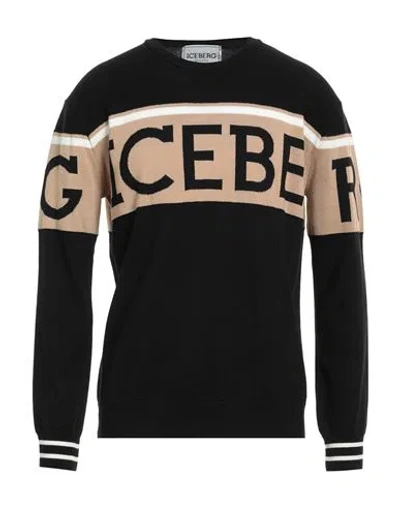 Iceberg Man Sweater Black Size Xl Virgin Wool