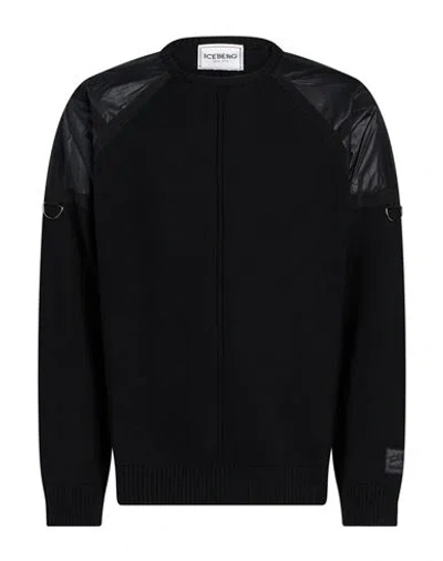 Iceberg Man Sweater Black Size Xl Virgin Wool, Polyester, Cotton