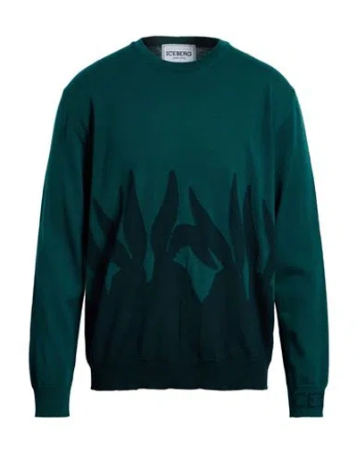Iceberg Man Sweater Dark Green Size L Virgin Wool