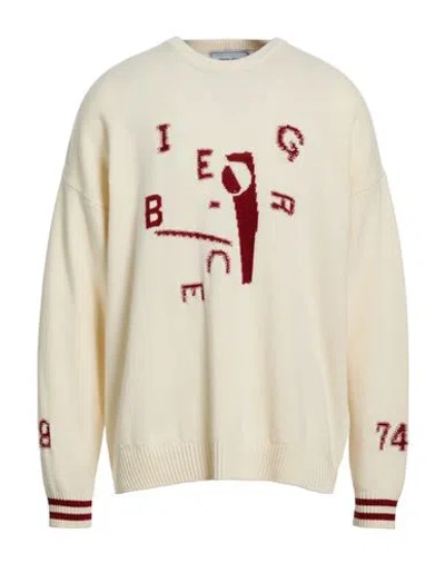 Iceberg Man Sweater Ivory Size L Wool, Polyamide In White