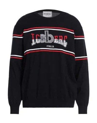 Iceberg Man Sweater Midnight Blue Size 3xl Cotton