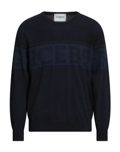Iceberg Man Sweater Midnight Blue Size Xl Cotton