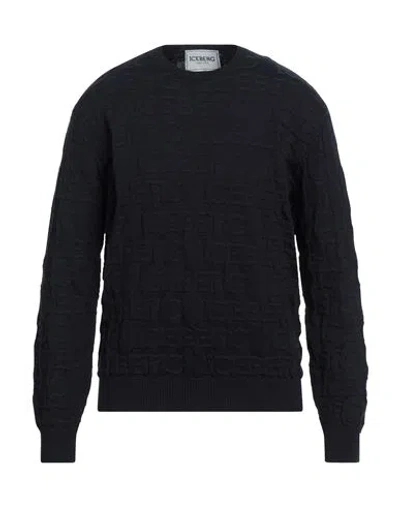 Iceberg Man Sweater Midnight Blue Size Xxl Cotton, Polyamide