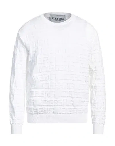 Iceberg Man Sweater White Size Xl Cotton, Polyamide