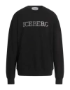 Iceberg Man Sweatshirt Black Size 3xl Cotton, Elastane