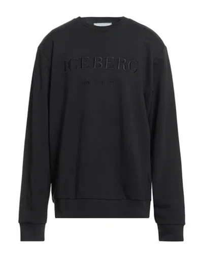 Iceberg Man Sweatshirt Black Size 3xl Cotton, Polyester