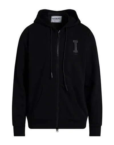 Iceberg Man Sweatshirt Black Size 3xl Cotton, Polyester