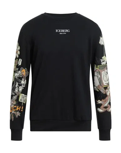 Iceberg Man Sweatshirt Black Size L Cotton, Polyester
