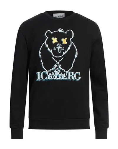 Iceberg Man Sweatshirt Black Size Xl Cotton, Polyester