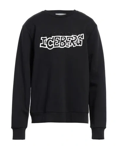Iceberg Man Sweatshirt Black Size Xxl Cotton, Polyester