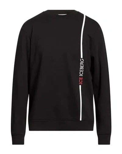 Iceberg Man Sweatshirt Black Size Xxl Cotton, Viscose