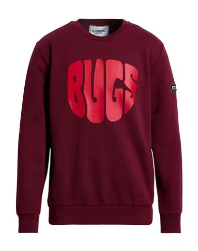Iceberg Man Sweatshirt Burgundy Size 3xl Cotton, Polyester In Red