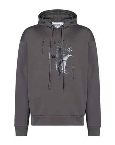 Iceberg Man Sweatshirt Charcoal Size Xxl Cotton In Gray