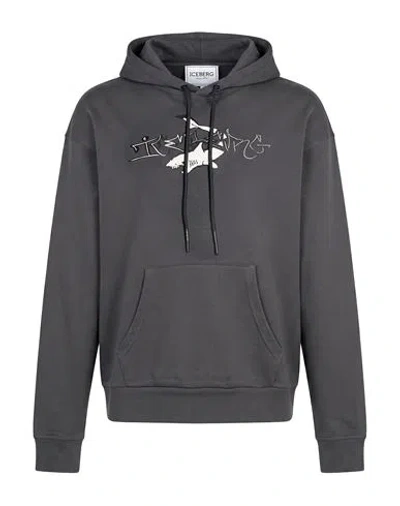 Iceberg Man Sweatshirt Charcoal Size Xxl Cotton, Polyester In Gray