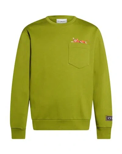 Iceberg Man Sweatshirt Lime Green Size M Cotton