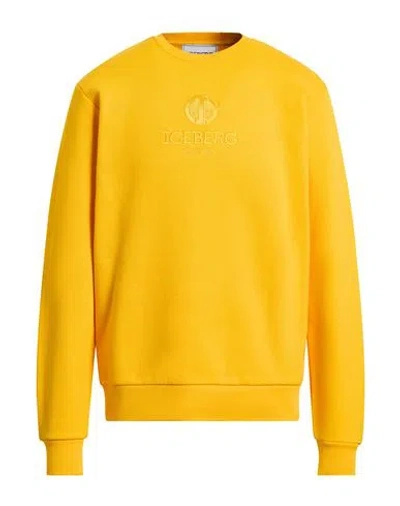 Iceberg Man Sweatshirt Marigold Size L Cotton, Polyester In Yellow