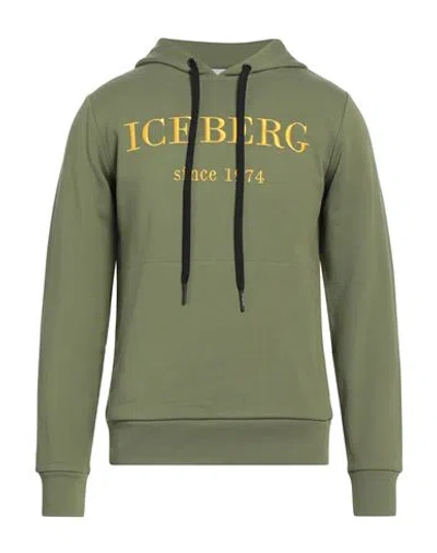 Iceberg Man Sweatshirt Military Green Size Xxl Cotton