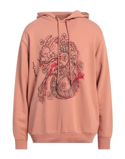 Iceberg Man Sweatshirt Salmon Pink Size M Cotton, Polyester